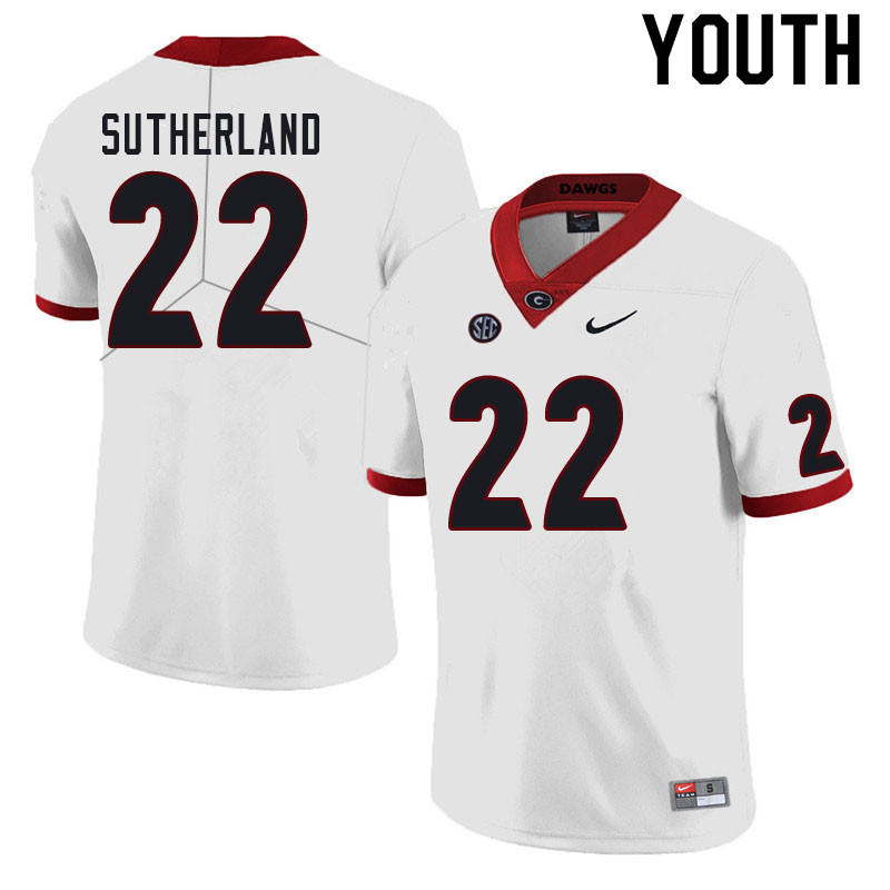 Youth #22 Jes Sutherland Georgia Bulldogs College Football Jerseys Sale-White - Click Image to Close